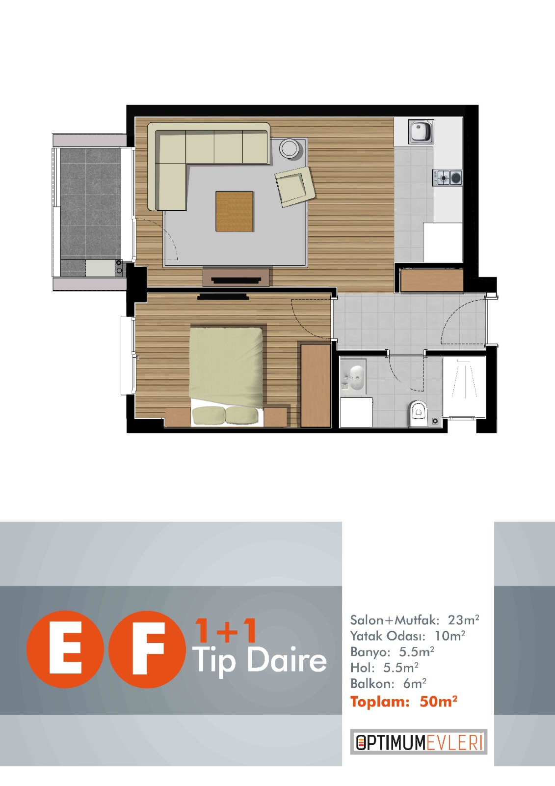 E ve F Tipi Daire (1+1)